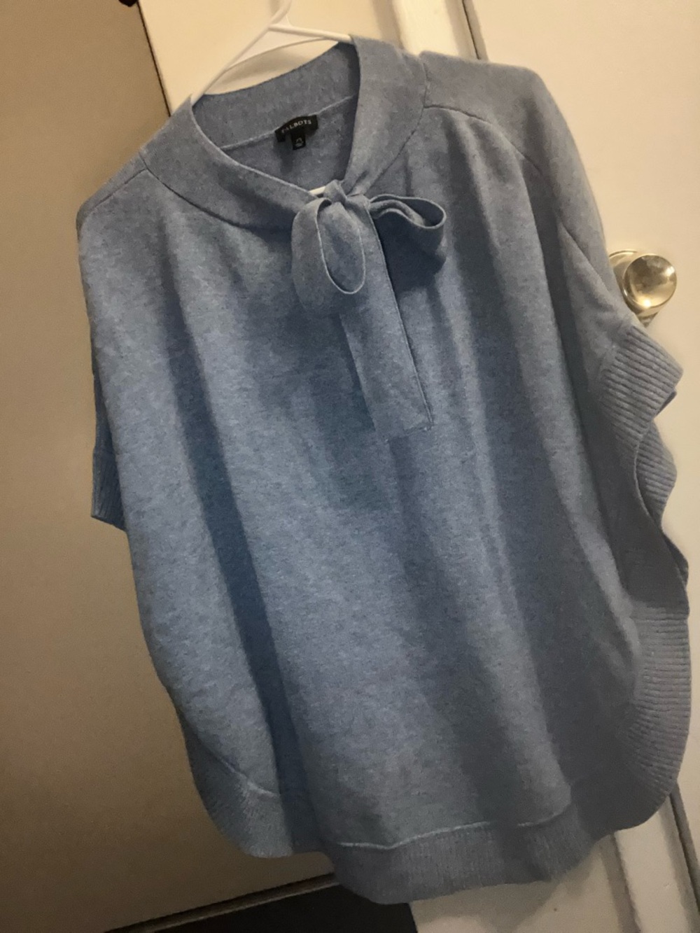 Talbots Blue Tie-Neck Sleeveless Knit Top